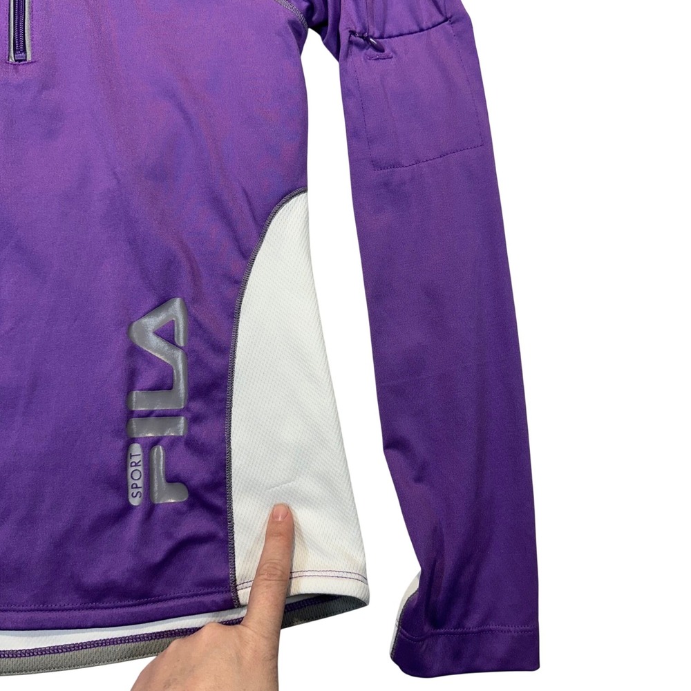 Fila Sport Womens Quarter Zip Pullover Activewear Top Purple White Small Snags - Picture 2 of 10